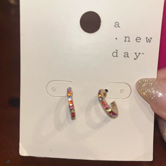 A New Day Gold Earrings with Colorful Accents - Picture 2 of 2